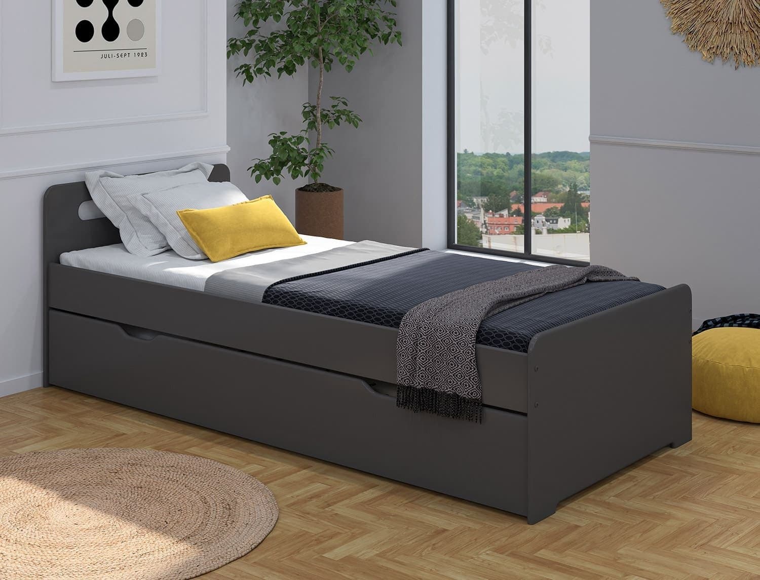 Lit gigogne Féroé Anthracite 90x200