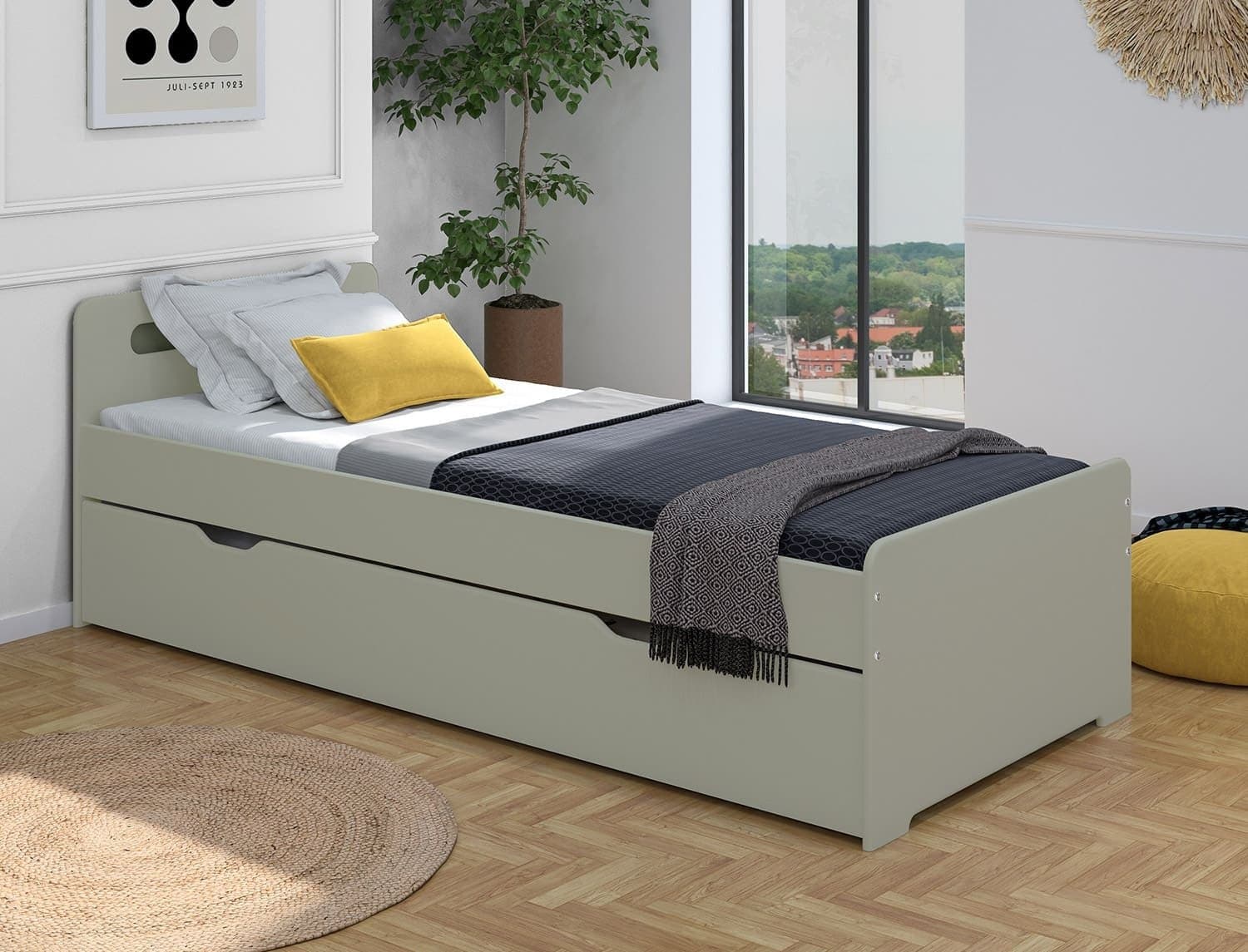 Lit gigogne 90x190 Féroé Vert Sauge