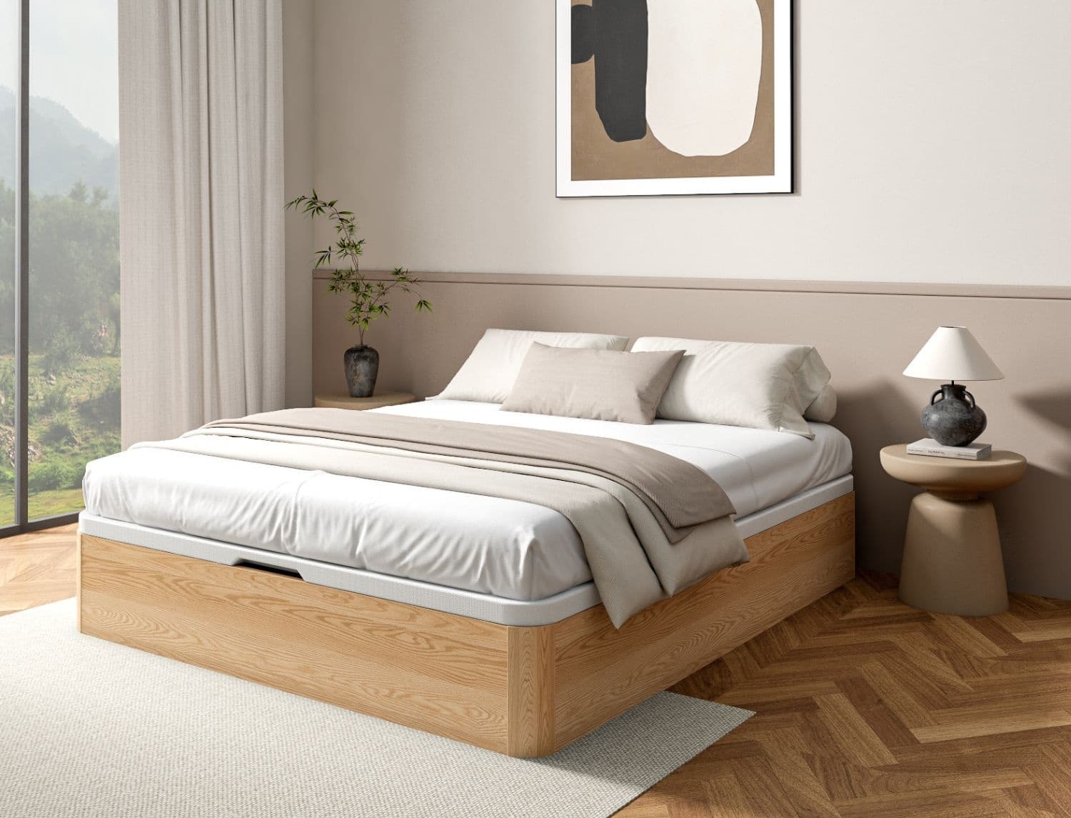 Lit coffre en bois massif 140x200 Landes