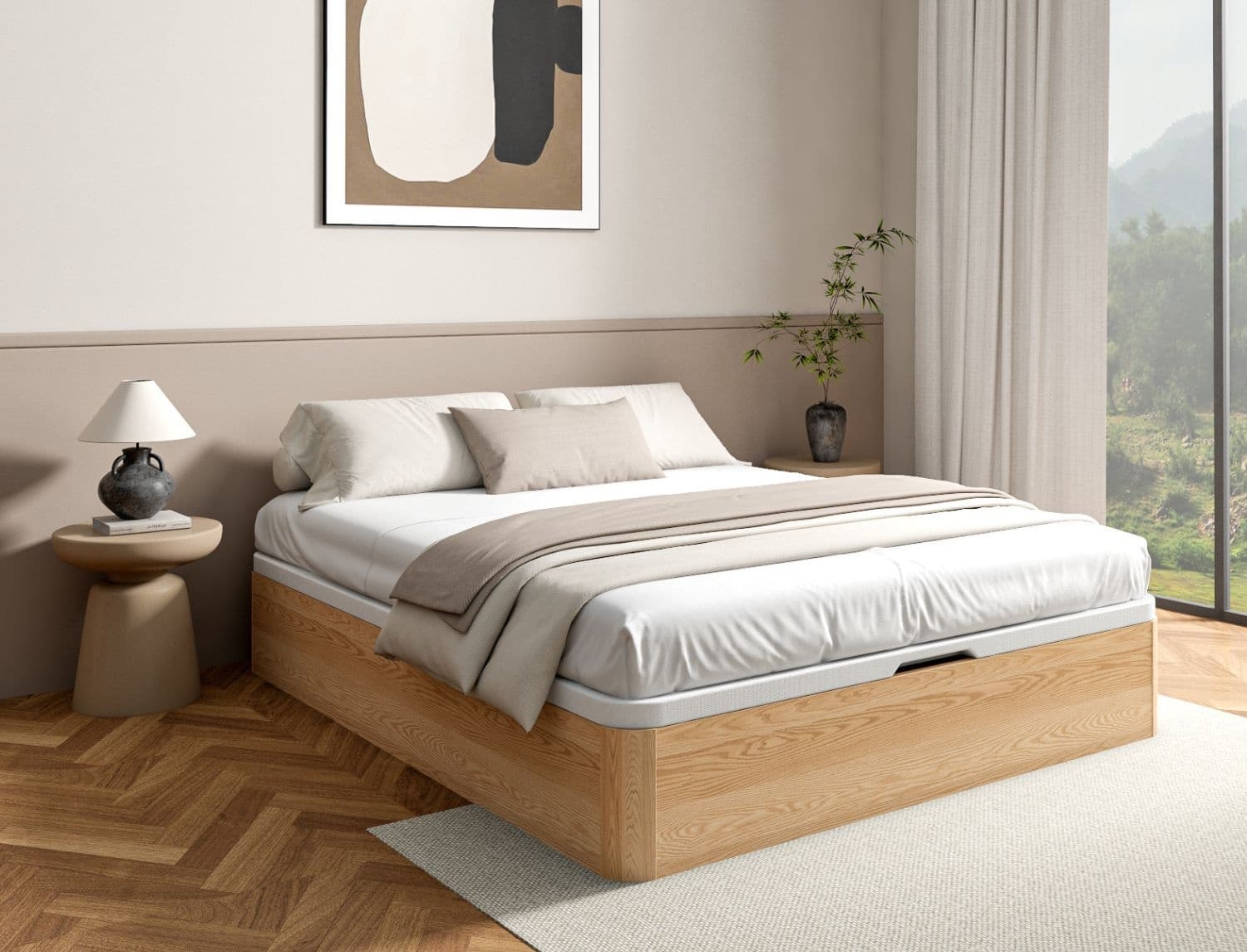 Lit coffre en bois massif 160x200 Landes