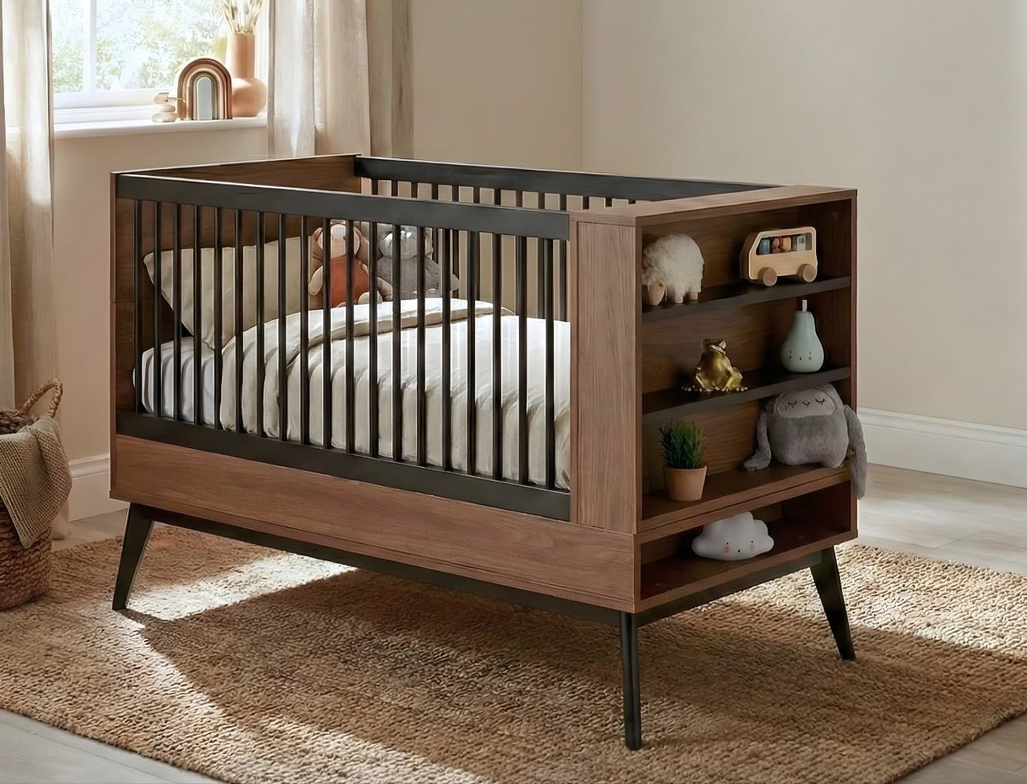 Lit bébé évolutif 70x140 Noyer Vintage Octave