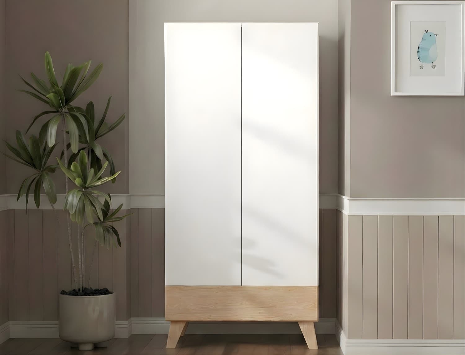 Armoire 2 portes Blanc & Bois Equilibre