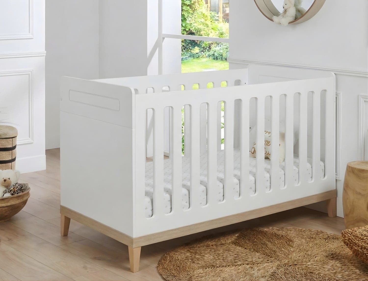 Lit bébé évolutif 70x140 Blanc & Bois Evidence