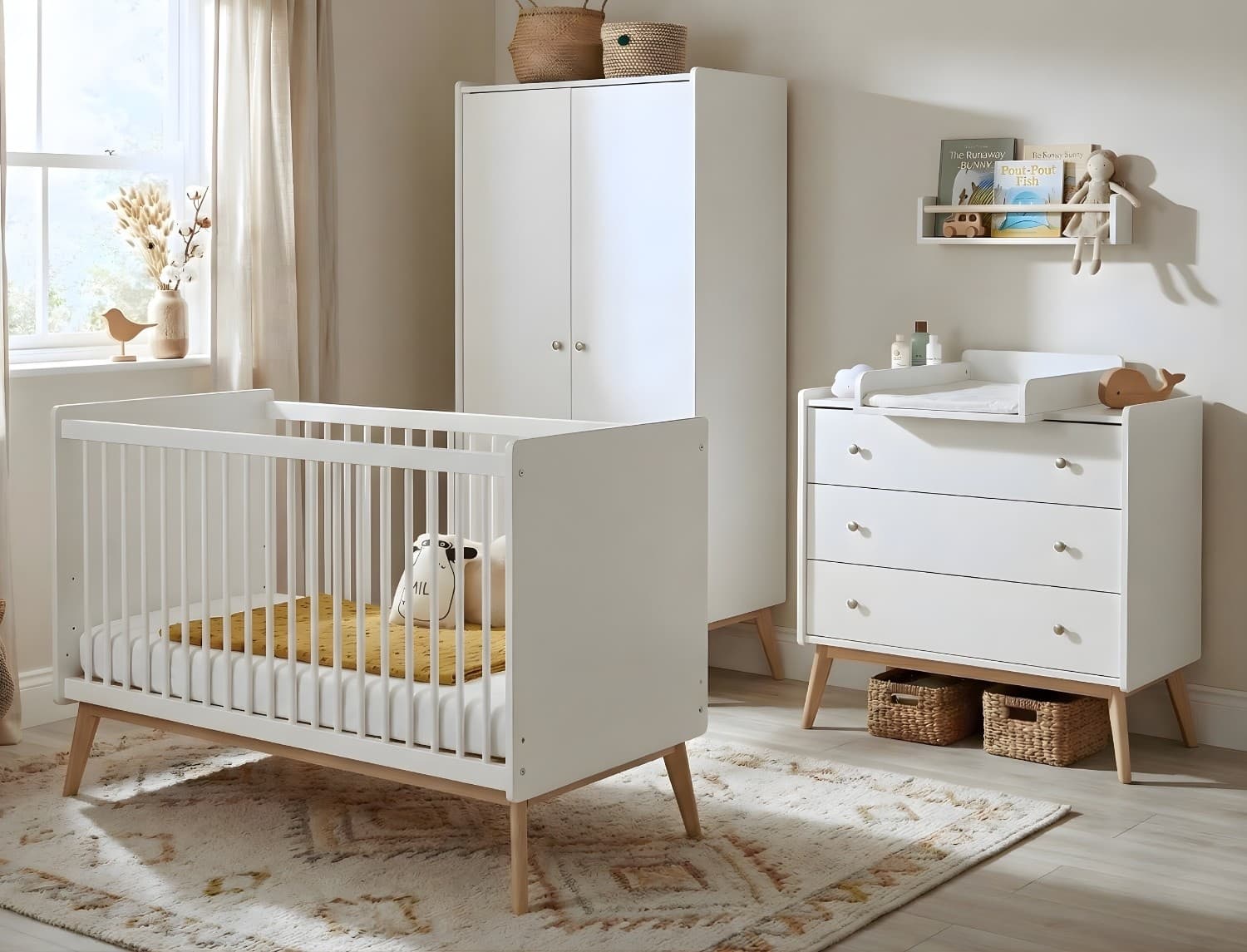 Chambre bébé complète Blanc & Chêne Gaïa