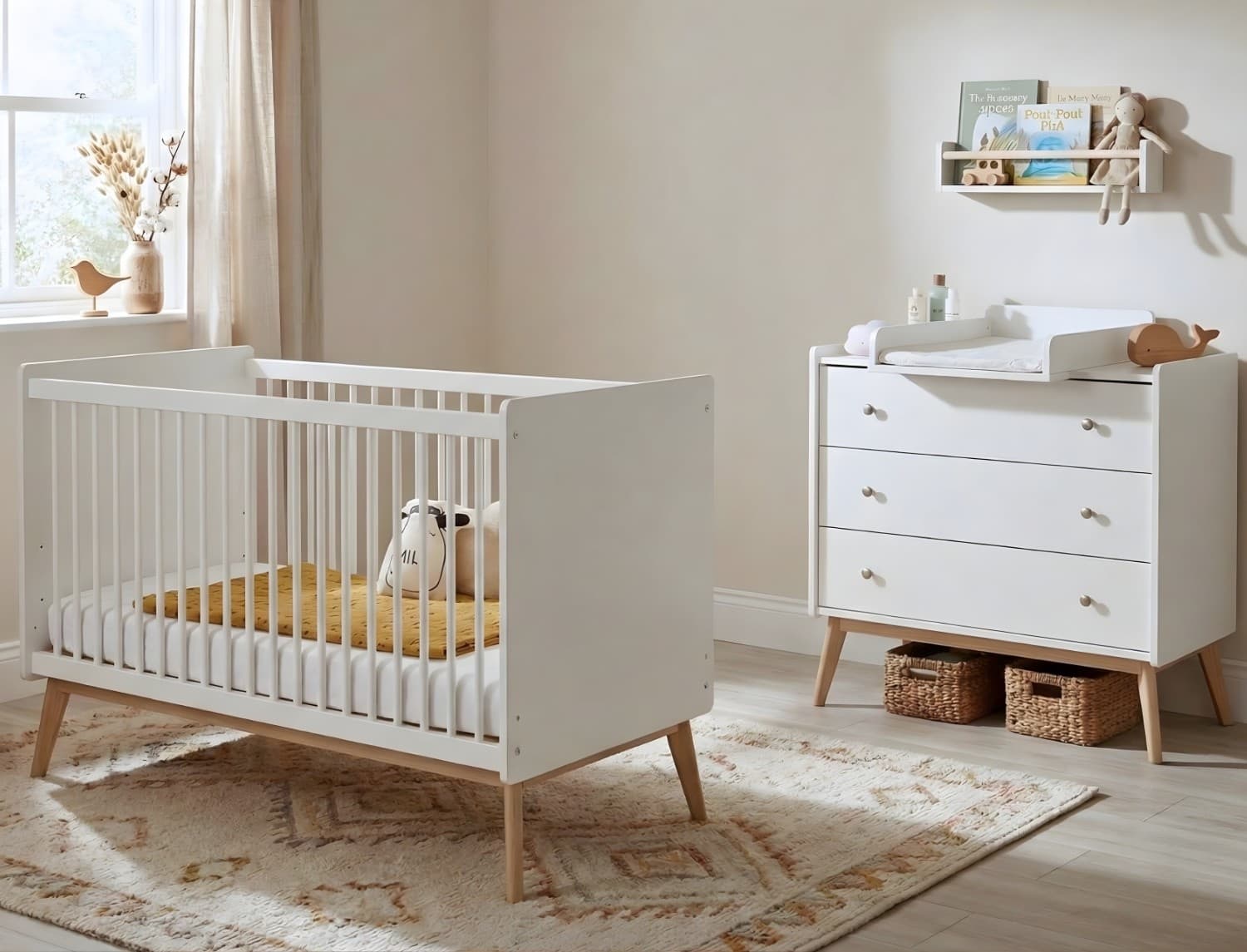Chambre bébé duo Blanc & Chêne Gaïa