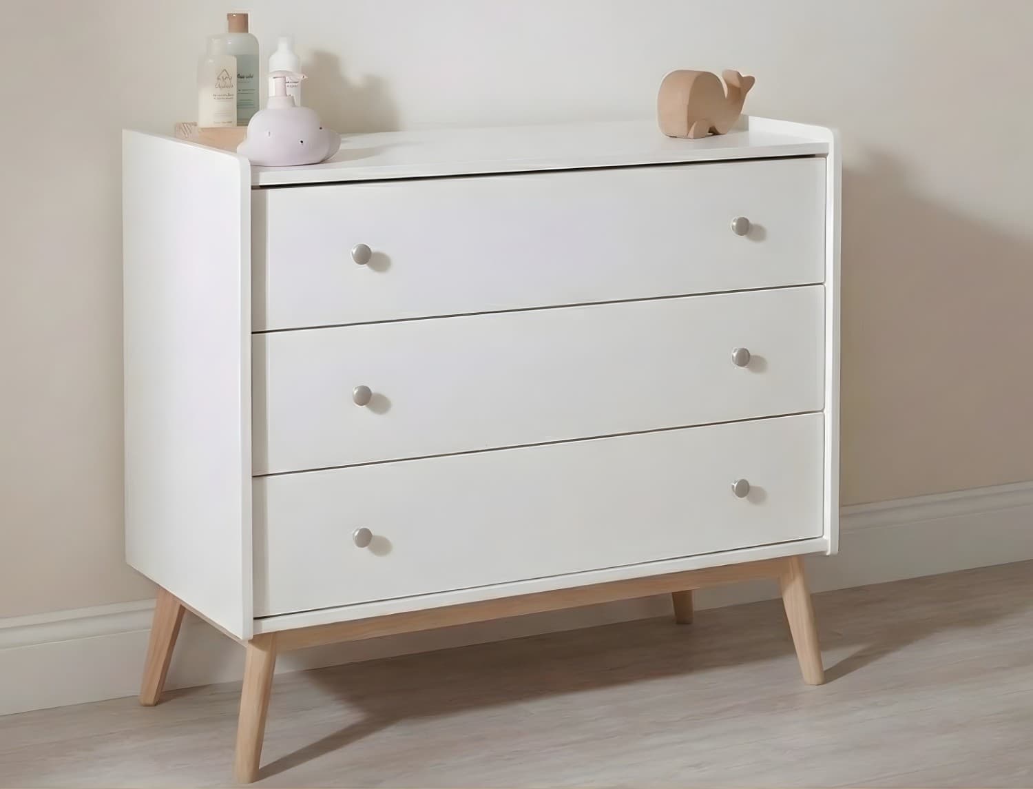 Commode 3 tiroirs Blanc & Chêne Gaïa