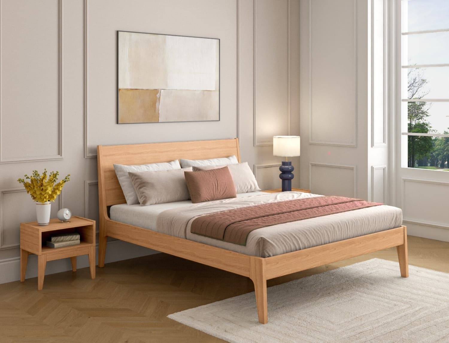 Lit en bois massif 160x200 + sommier Brehat