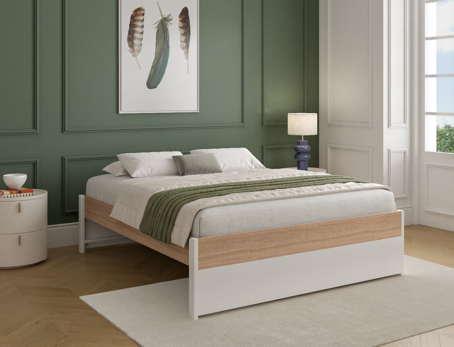 Lit 160x200 Blanc & Bois Nomade