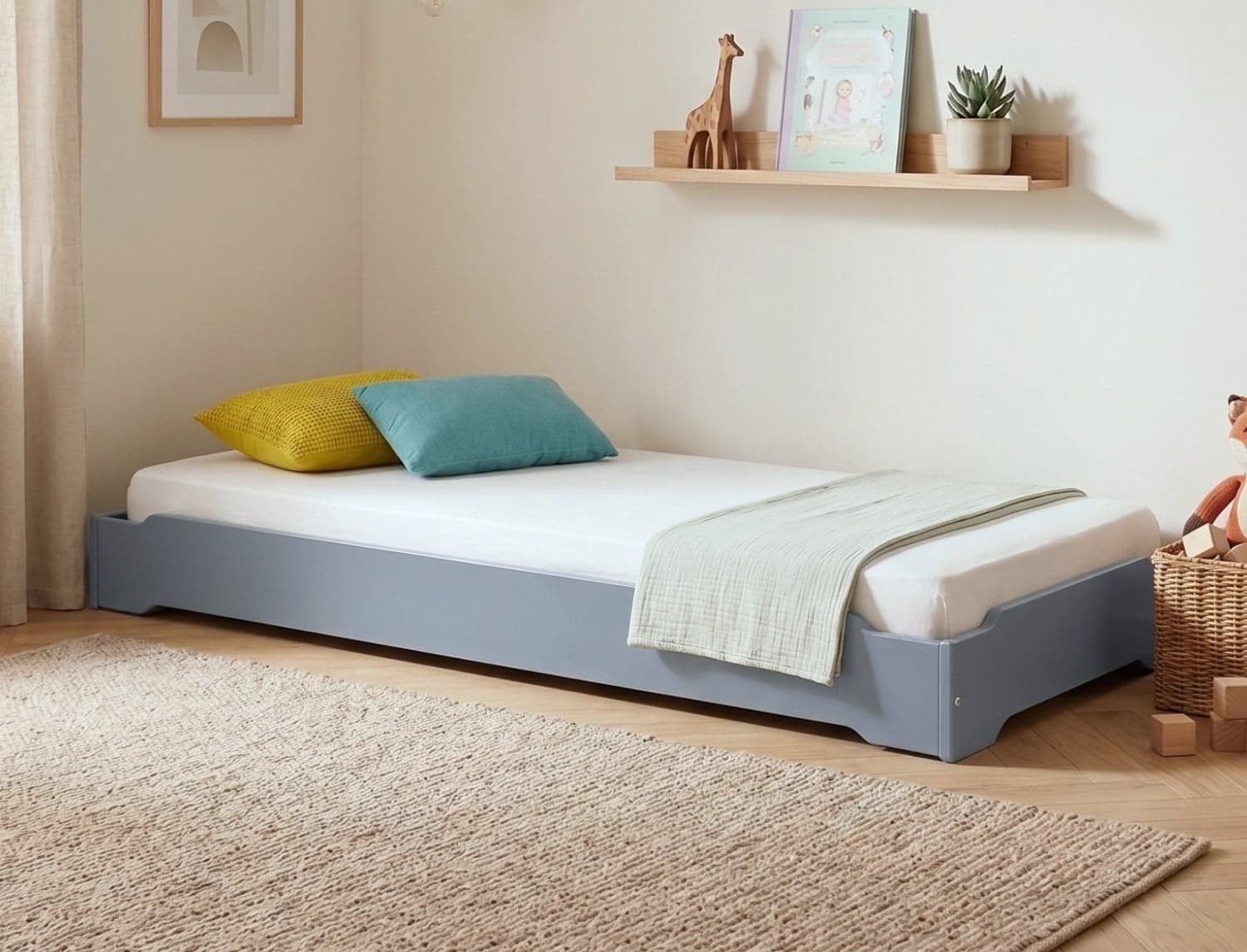 Lit empilable 90x190 Gris Flanelle Lokka