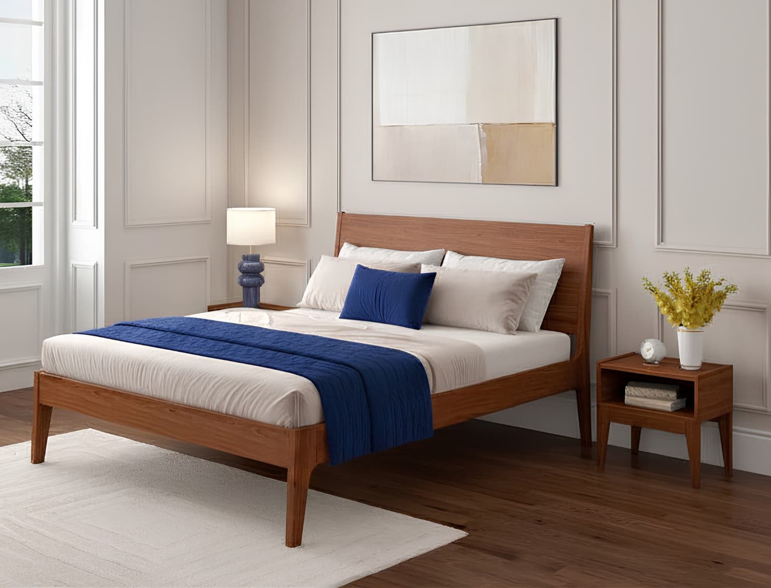 Lit en bois massif 160x200 Noyer Brehat
