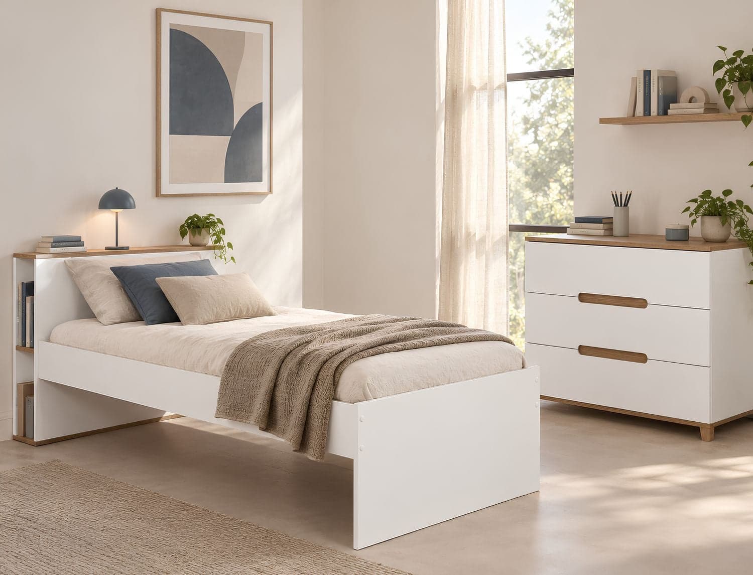 Petite chambre enfant Blanc & Bois Milor