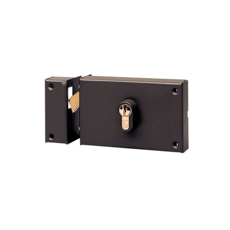 Serrures à cylindre profil européen horizontal droite a crochet serr. appl. 7411 à cyl. pe horiz. à crochet dte verni mar. 1 pièce(s) - vachette aube