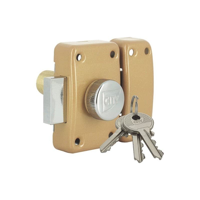 Verrous de sûreté city 25/26 verrou city 25 à bouton bronzé or cylindre 30 mm 3 clés 30 mm bronze or varié à bouton 1 pièce(s) - iseo france