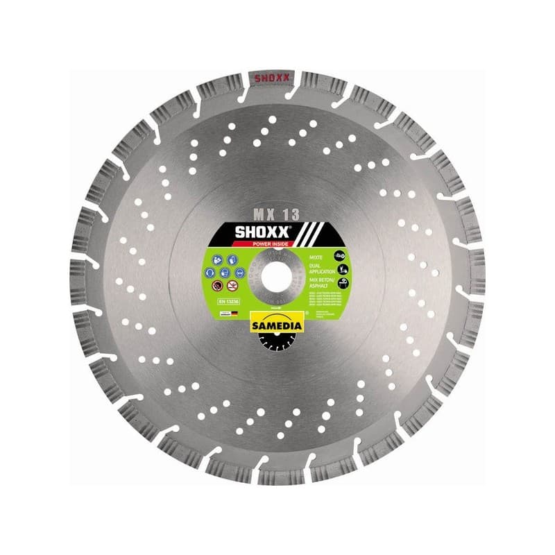 Disque diamant mixte shoxx mx13 disque diamant shoxx mx13 d.350 x 25.4 x 13 polyvalent 13 mm 350 mm 1 pièce(s) 24 25.4 sas mm - samedia