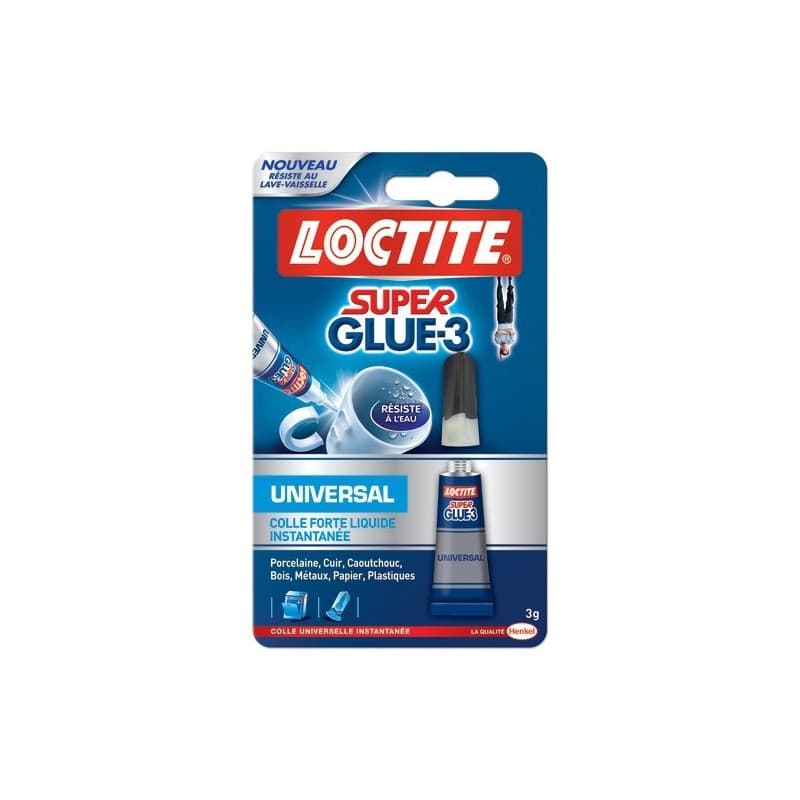 Colle superglue-3®  / multi-usages colle superglue-3® liquide multi-supports cyanocrylate liquide immédiate (colle contact instantanée) charges légère