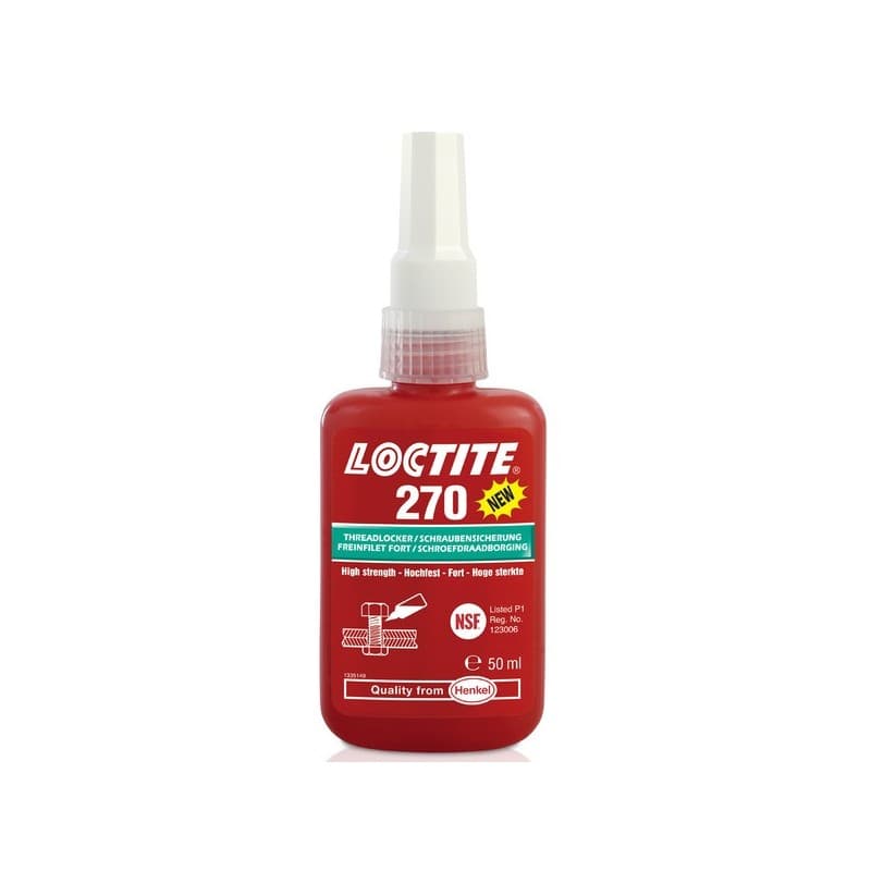Colle loctite® fort 270 métal liquide autre plus de 10 minutes manuelle colle loctite® fort 270 sans charges 1 flacon(s) de 50 millilitre(s) intérieur