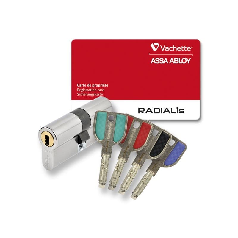 Cylindres de haute sûreté radialis cylindre radialis double nickelé/inox 32,5 x 42,5 nickelé varié double 32,5 x 42,5 mm 1 pièce(s) - vachette aube