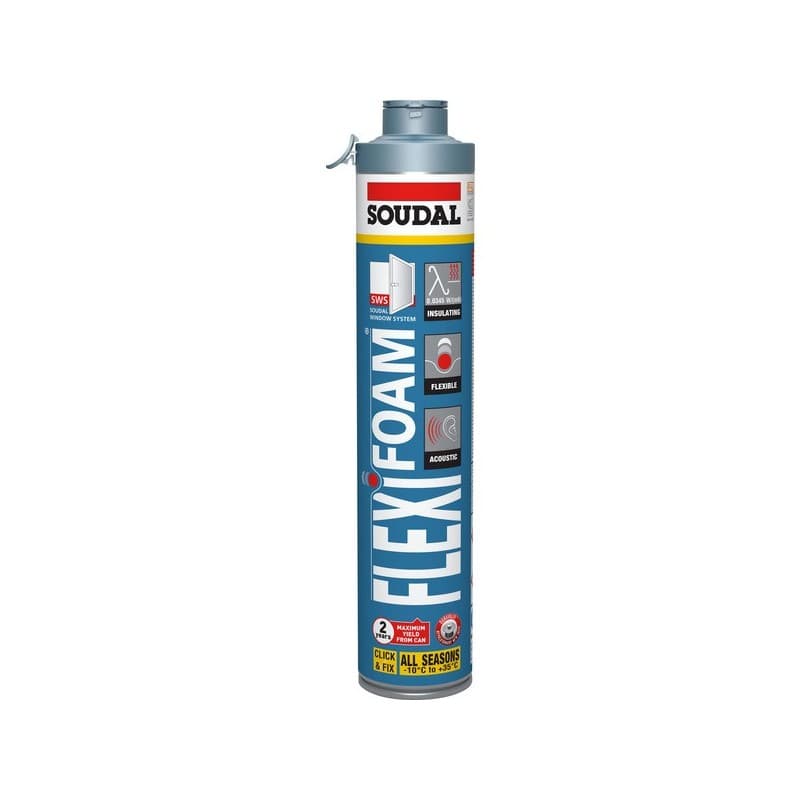 Mousse pu pistolable flexifoam pistolable non bleu polyuréthane mousse pistolable flexifoam click & fix 1 aérosol(s) de 750 millilitre(s) intérieur, e