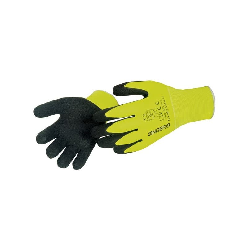Gants hv polyamide enduit latex agressions mécaniques 8 oui latex, polyamide 1 sachet(s) de 10 paire(s) gants hv polyamide enduit latex jaune t8 - sin