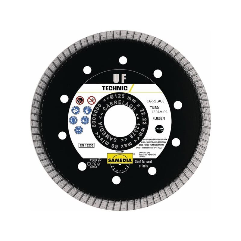 Disque diamant technic uf disque diamant technic uf d.125 x 22.23 x 8 125 mm 8 mm 1 pièce(s) carrelage et céramique 22.23 mm 1 - samedia