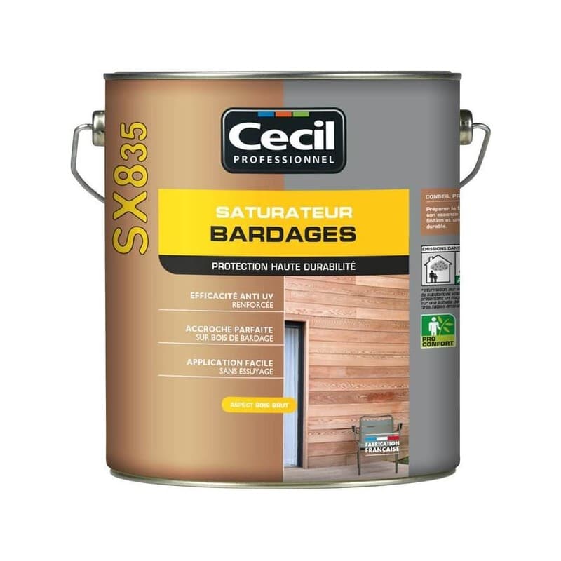 Saturateur bardages sx 835 saturateur bardages sx835 meleze boiseries 5 l acrylique soigné brosse/rouleau, pistolet sans air 24 heure(s) eau 3 heure(s