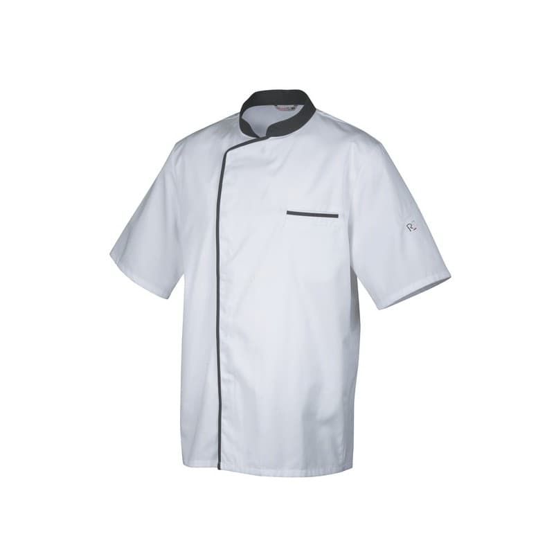 Vestes mixtes energy veste energy manches courtes blanc liseré gris t0 200 - 300 g entre 1 et 3 veste polyester / coton 1 pièce(s) blanc, gris - robur