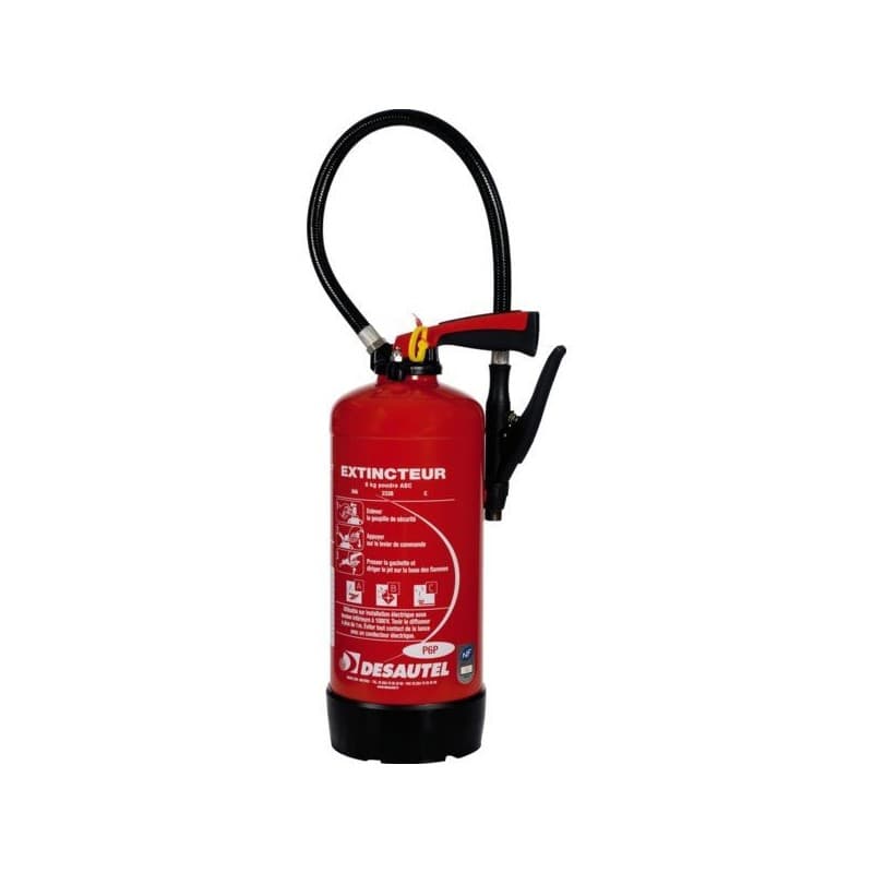 Extincteurs à poudre abc mural extincteur à poudre abc 6kg avec support 1 pièce(s) classe a, classe b, classe c poudre - desautel