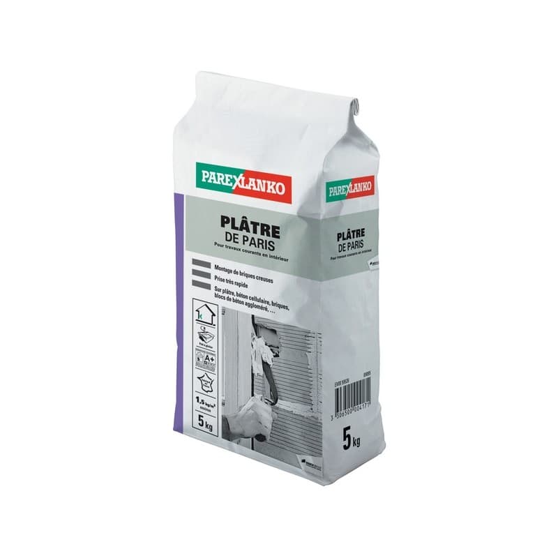 Plâtre de paris pour usage intérieur 1 sac(s) de 5 kilogramme(s) plâtre de paris pour usage intérieur - sika france sas - parexlanko