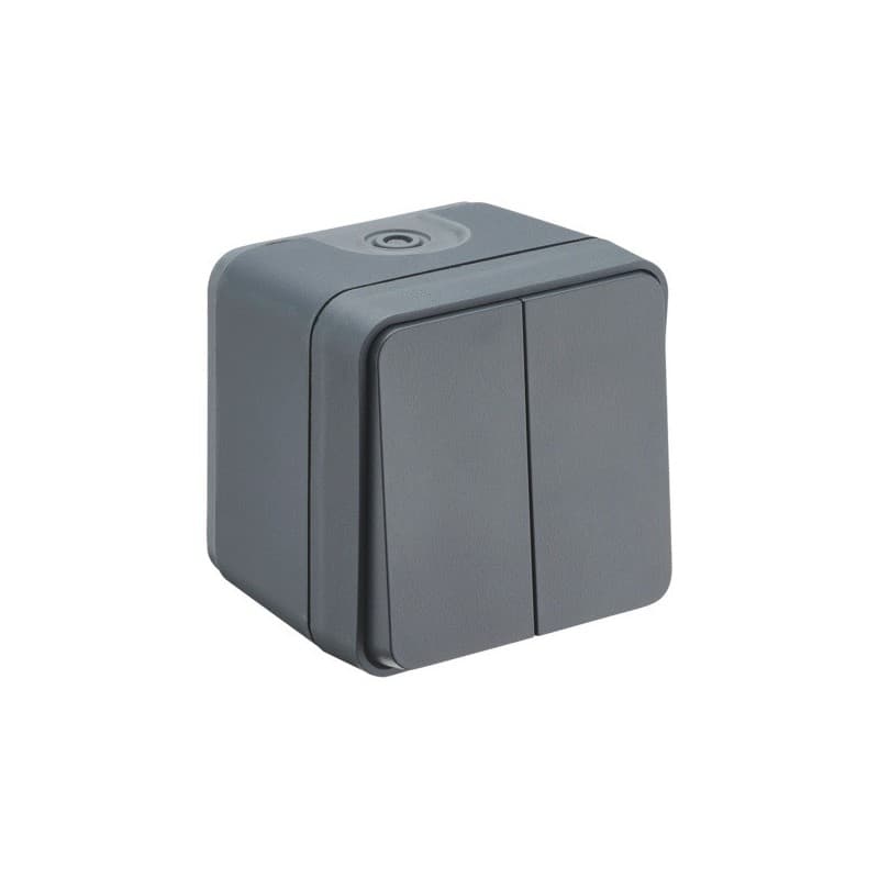 Appareillage étanche cyklone 1 pièce(s) interrupteur va-et-vient double anthracite cycklone ip55 - debflex