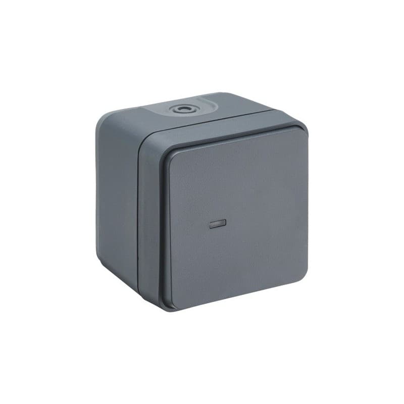 Appareillage étanche cyklone 1 pièce(s) bouton poussoir lumineux anthracite cyklone ip55 - debflex