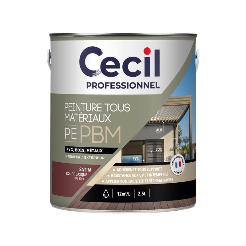 Peinture tous matériaux pe pbm supports neufs ou sains boiseries acrylique soigné brosse/rouleau, pistolet sans air eau 12 heure(s) 12 m²/l 4 heure(s)