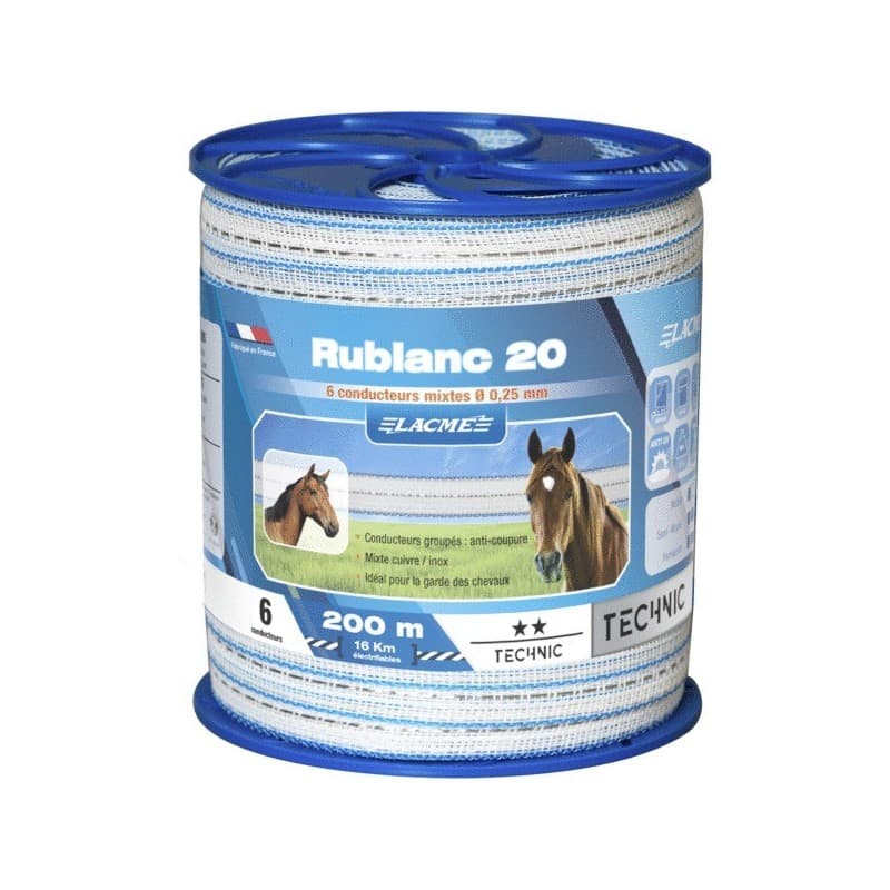Rubans de clôture ruban de clôture 20 mm 1 bobine(s) de 200 mètre(s) linéaire - lacme