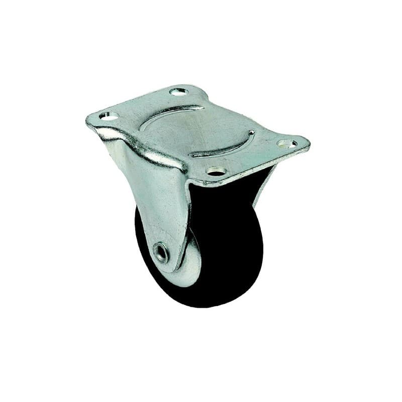 Roulette caoutchouc noir roulette caoutchouc ø 50 mm platine fixe 1 pièce(s) 50 mm caoutchouc fixe non œil 40 kg - prodif somec rhones alpes