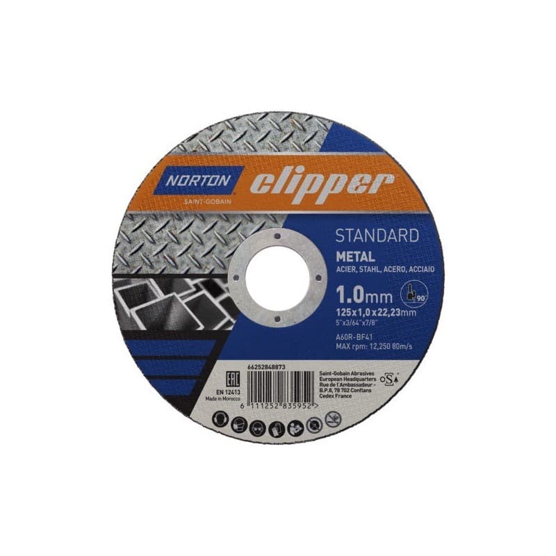 Disque à tronconner acier inox acier, inox plat 125 mm 1 pièce(s) disque à tronconner acier inox 125 x 1.0 x 22.23 1 mm - norton