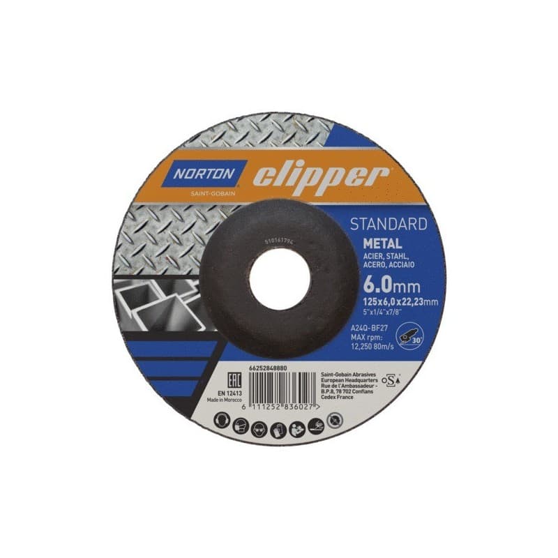 Meule ébarbage standard - métal  125 x 6,0 x 22,23 polyvalent déporté 125 mm 1 boîte(s) de 10 pièce(s) meule ébarbage standard - métal  125 x 6,0 x 22