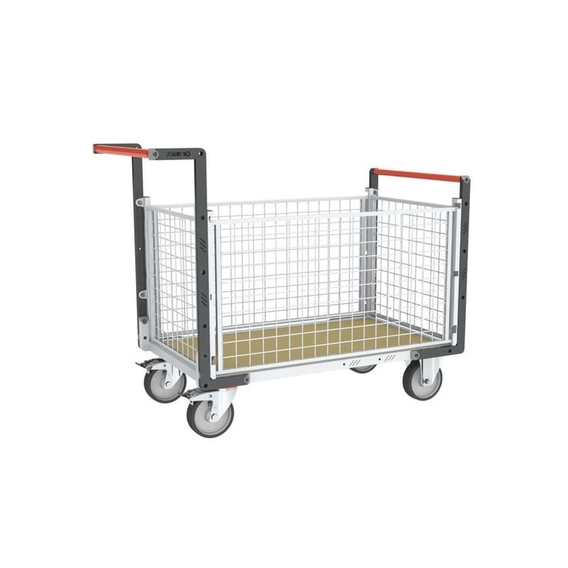 Chariot modulaire grillagé 500 kg 1 pièce(s) chariot modulaire grillagé 2 dossiers/ridelles 1075 x 710 mm acier, bois tpe grillagée non 2 1075 mm 710