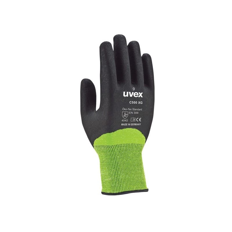 Gants fibre de verre bambou c500 xg gants c500 xg t7 agressions mécaniques oui 7 lycra, mousse, nitrile, polyamide 1 sachet(s) de 10 paire(s) - uvex h