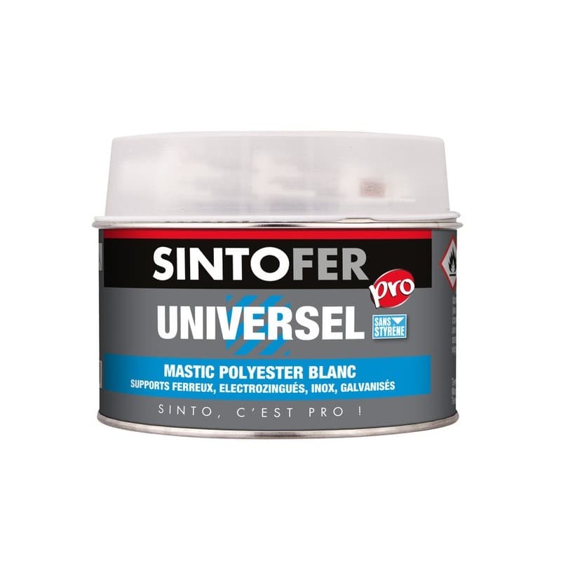 Mastic universel sintofer pro blanc manuelle oui intérieur et extérieur polyester bâtiment 5 minute(s) 30 °c 5 °c mastic universel sintofer pro 1 pot(