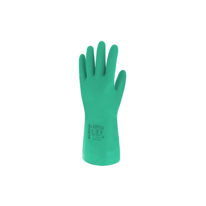 Gants enduits nitrile vert 30 cm 8 oui coton, nitrile agressions mécaniques, chimique, perméation non 1 sachet(s) de 10 paire(s) gant nitrile vert flo