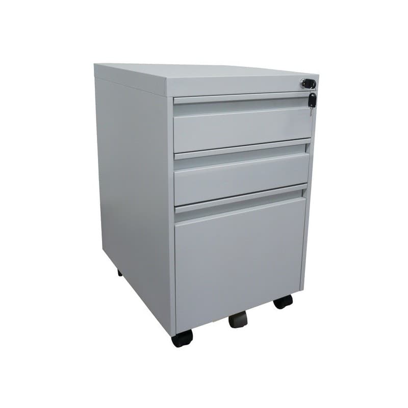 Caisson mobile métallique 1 pièce(s) caisson mobile 2 tiroirs + 1 dossier suspendu - gris - mobika