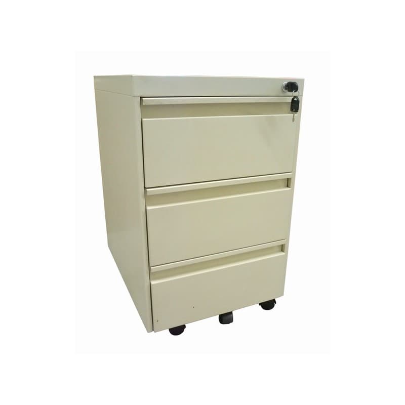 Caisson mobile métallique 1 pièce(s) caisson mobile 3 tiroirs - beige - mobika