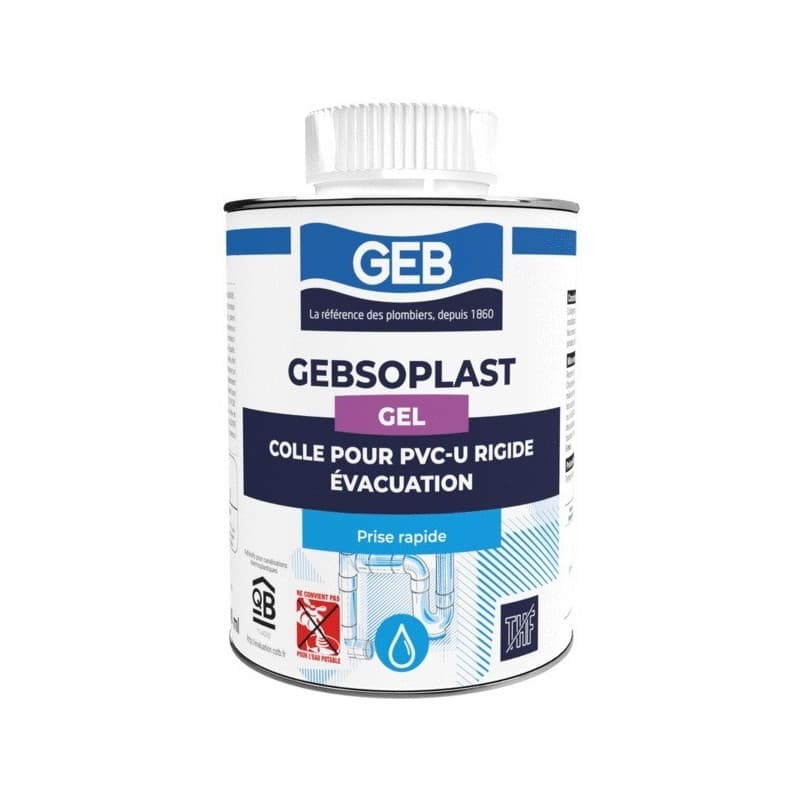 Colle pvc gebsoplast / évacuation colle évacuation pvc gebsoplast gel gel de 1 à 5 minutes autre manuelle 500 ml plastique rigide, pvc sans charges 1