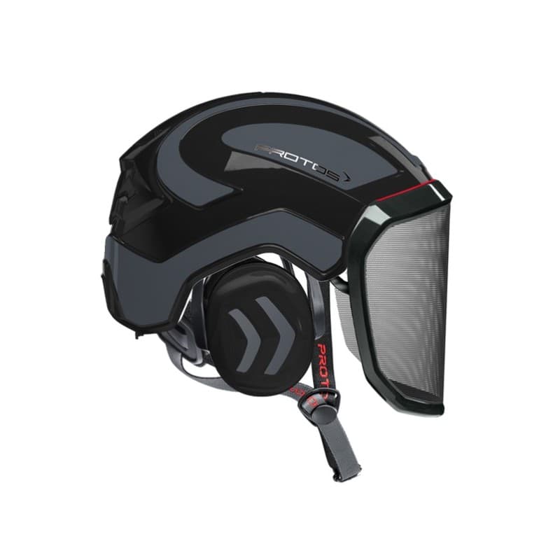 Casque intégral arborist oui crémaillère abs grillage 1 pièce(s) casque intégral arborist noir/gris visière f39 gris, noir - protos