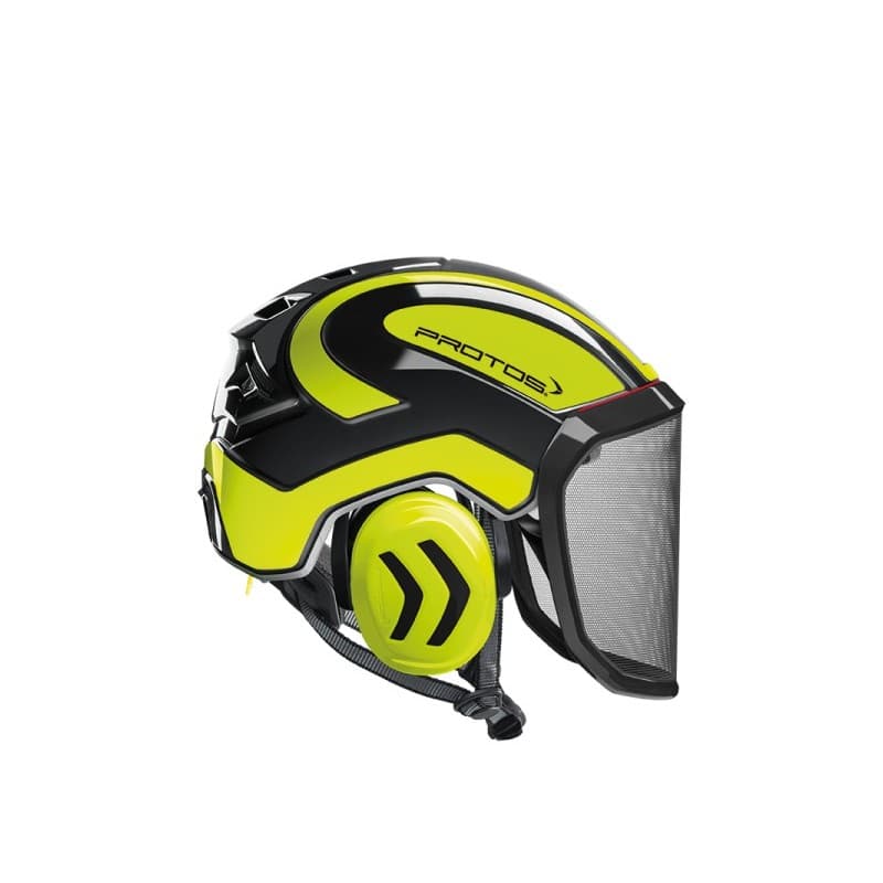 Casque intégral arborist oui crémaillère abs grillage 1 pièce(s) casque intégral arborist noir/jaune fluo visière f39 jaune, noir - protos