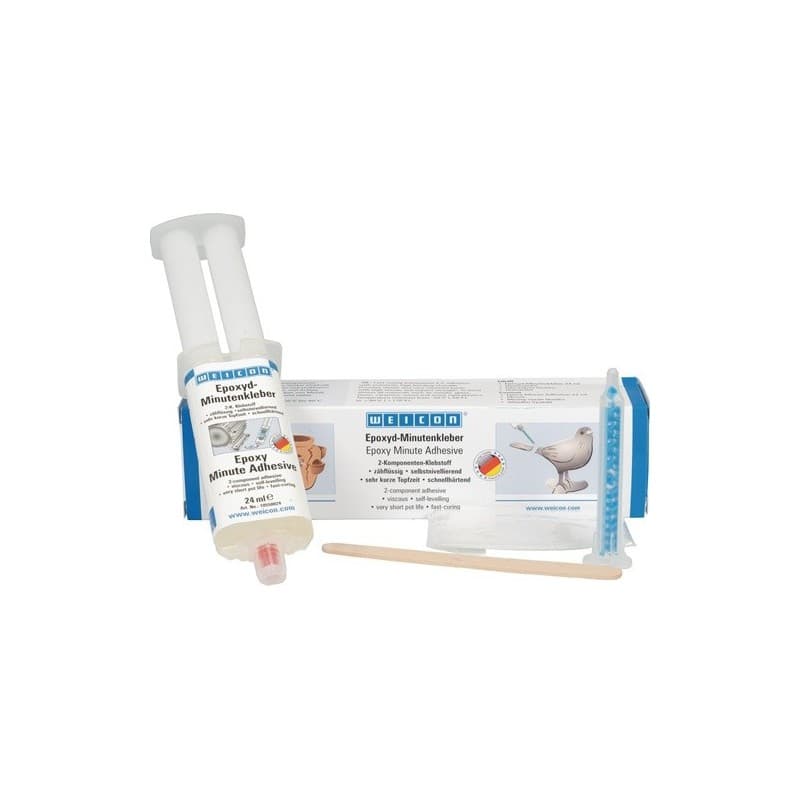 Colle minute à l époxy colle/buse mélange/spatule bois/gants 1 carton(s) de 12 pièce(s) colle minute à l'époxy colle/buse mélange/spatule bois/gants -