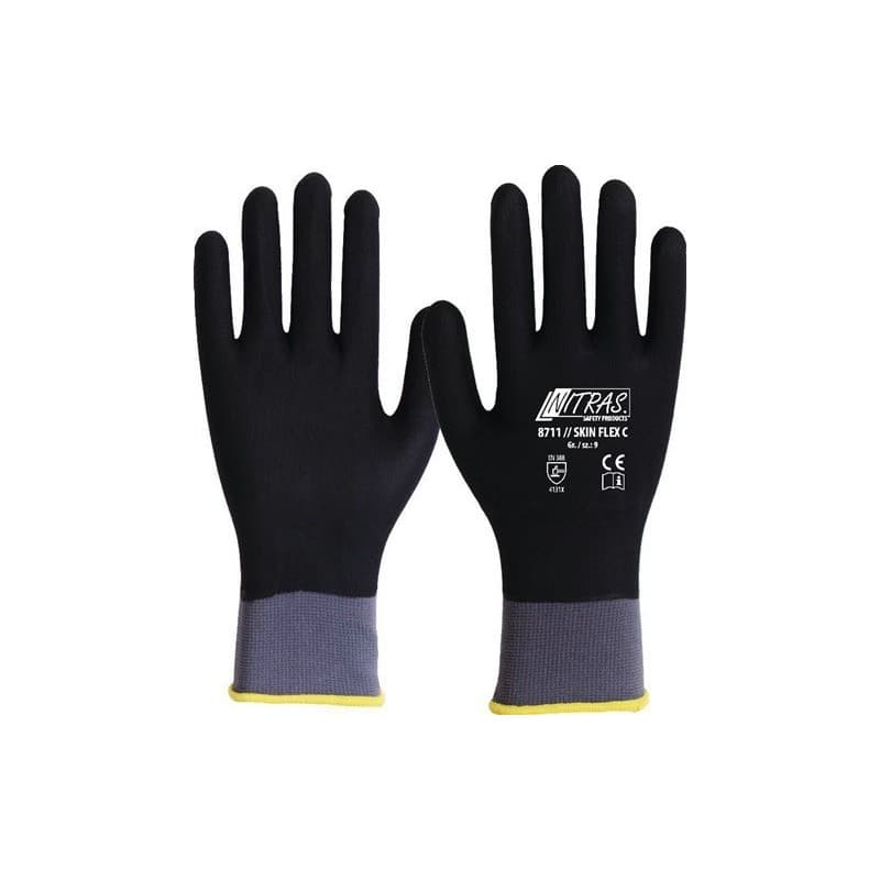 Lot gants skin flex c nitras 1 carton(s) de 12 paire(s) gants skin flex c taille 9 gris/noir - nitras