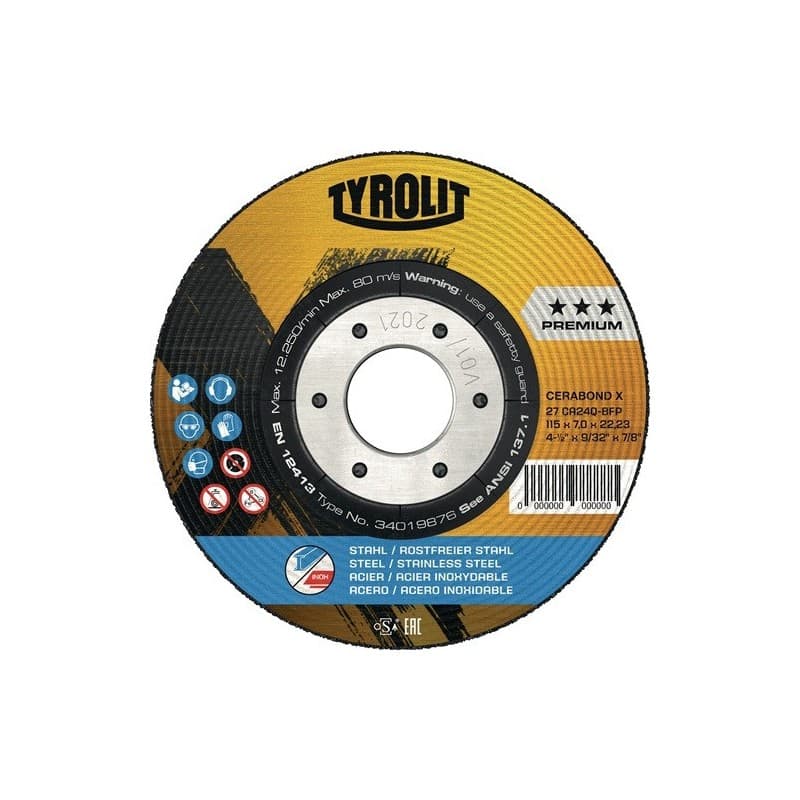 Meule à ébarber cerabond x d125xép.7 mm 1 carton(s) de 5 pièce(s) meule à ébarber cerabond x d125xép.7 mm - tyrolit