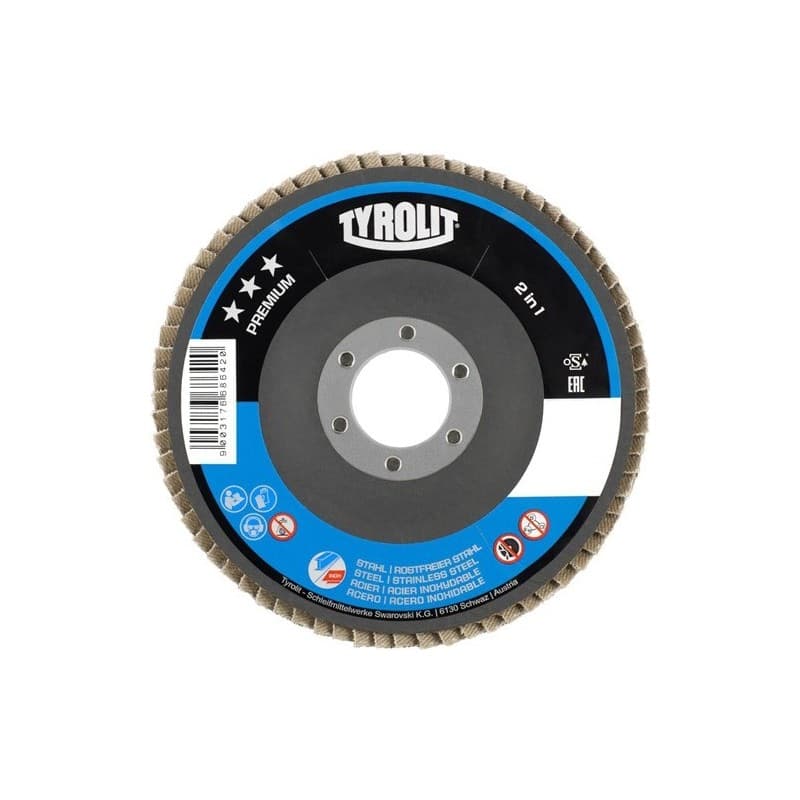 Lot disque à lamelles premium tyrolit 1 carton(s) de 10 pièce(s) disque lamelles premium ø 125mm granulation 60 contre-coudé - tyrolit