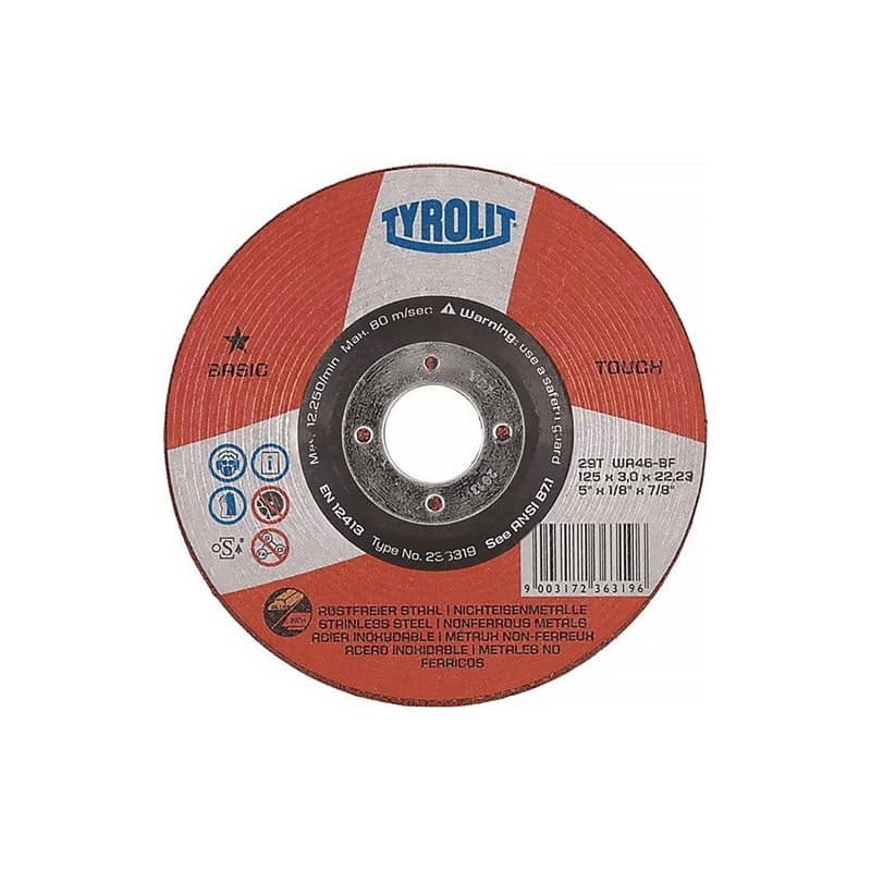 Meule à ébarber basic touch d125xép.3 mm granulation 46 1 carton(s) de 25 pièce(s) meule à ébarber basic touch d125xép.3 mm granulation 46 - tyrolit