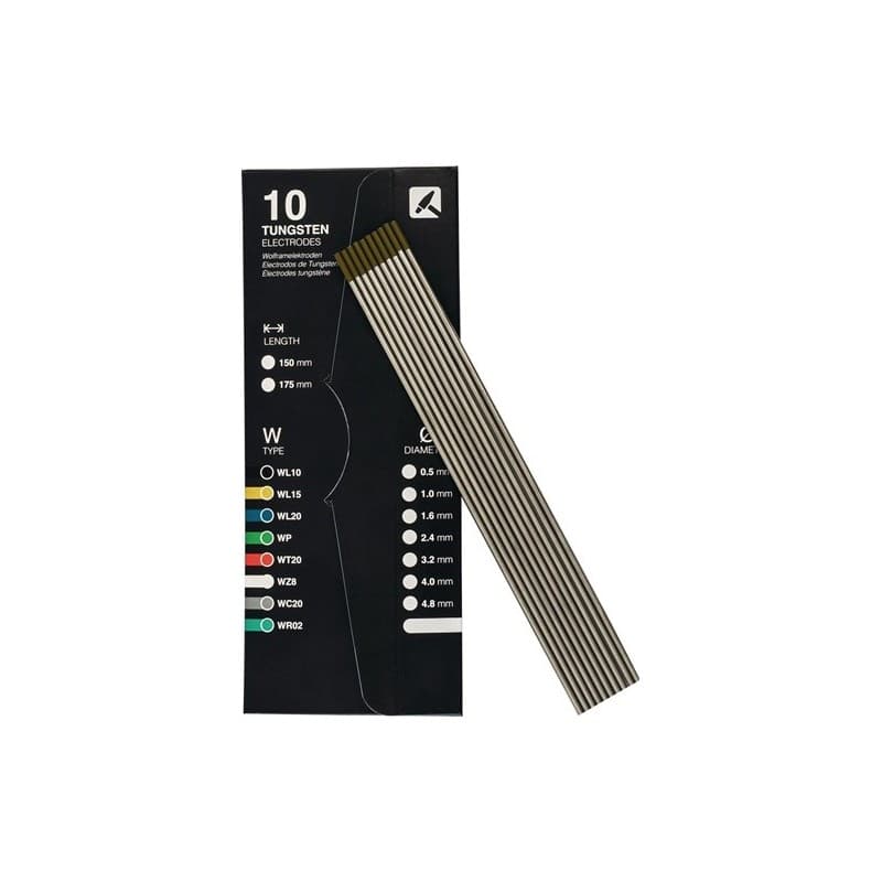 Lot électrode en tungstène wl15 tigzone 1 carton(s) de 10 pièce(s) électrode en tungstène wl15 d. 2,4 mm longueur 175 mm - tigzone